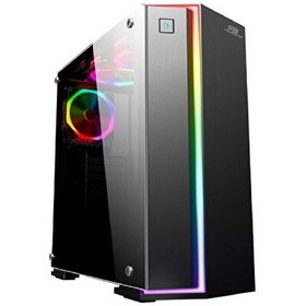 Resim Powerboost VK-G3906S USB 3.0 Siyah Rainbow RGB Fan Strip MidT Gaming Kasa (PSU Yok) 