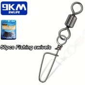 Resim 50'li Paket Ağır Hizmet Tipi Paslanmaz & Bakır Tuzlu Su Balıkçılığı Dönerleri - 360° Dönebilen Coastlock Hızlı Değişim Klipsleri, Tuzlu Su Balıkçılığı Ekipmanları için Korozyona Dayanıklı Deniz Sınıfı Bağlantı Elemanları (50 adet) - Büyük Balık Kancaları için İdeal 