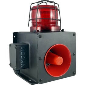 Resim Mesan Endüstriyel Işıklı Siren 43 Ses Kontaklı Alüminyum Gövde MS 1333 Kırmızı 12-60VAC/DC 