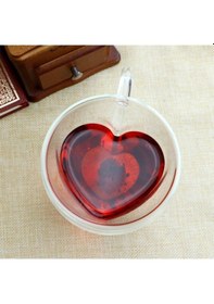 Resim Kalp Şeklinde Cam Bardak Beyaz 
