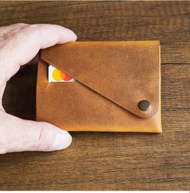 Resim Sumerian Leather Craft Minimalist Deri Cüzdan 