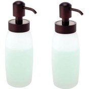 Resim Banyo Seti Sıvı Sabunluk 2 Adet Cam Buz Desenli 6x6x20cm 300ml Beyaz 