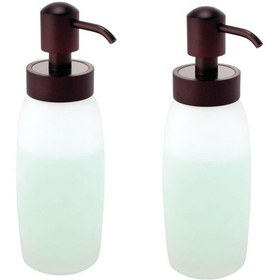 Resim Banyo Seti Sıvı Sabunluk 2 Adet Cam Buz Desenli 6x6x20cm 300ml Beyaz 