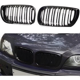 Resim S-dizayn Bmw 3 Serisi E46 Coupe Ön Panjur Böbrek Parlak Siyah Piano Black M3 Model 2002-2005 