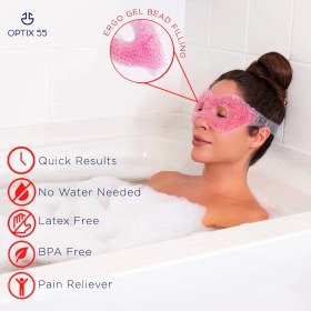Resim Starseven Pembe Jel Boncuklu Göz Maskesi, Soğuk & Sıcak Kullanım Rahatlatıcı Terapi Maskesi 