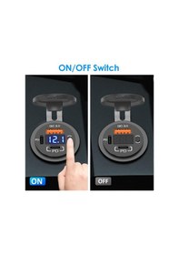 Resim Mellifera Bir Usb Type-a Ve Bir Usb Type-c Şarj Cihazı Voltmetreli - On-off Anahtarlı - Mavi Işıklı 