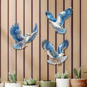 Resim 2D Düz, 3 Parça 2D Düz Baskı Seti Geri Dönüştürülmüş Ahşap Renkli Martı Duvar Sanatı Dekoru - El Boyaması Canlı Mavi ve Beyaz Dış/Dış Mekan Süslemesi, Veranda, Bahçe, Çit, Mutfak İçin Uygun, Elektrik Gerekmez, Kuş Süsü, 2D Düz 