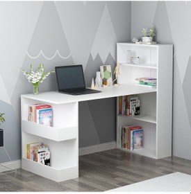 Resim Gold Kitaplıklı Çalışma Masası Beyaz 