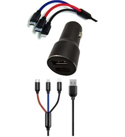 Resim Çoklu Hızlı Şarj Kablosu Ve Seyahat Araç Şarj Soketi Type-C Mikr 