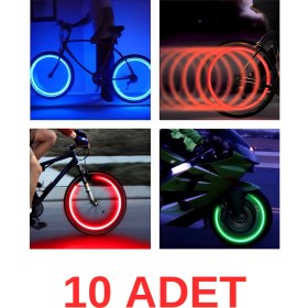 Resim Vekorr 5 Çift (10 Adet) Hareket Sensörlü Sibop Işık LED Işıklı Bisiklet Araba Motor Tekerlek Kapak Lambası 