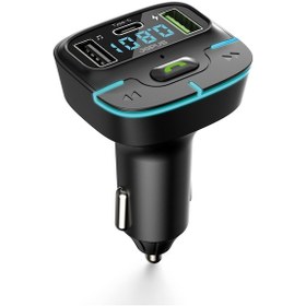 Resim Araç Fm Mp3 Transmitter Bluetooth Araç Kiti Usb Type-c Hızlı Şarj Çıkışlı Çakmaklık Şarj Aleti 