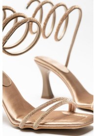 Resim Bakır Saten Kadın Bilekten Burgu Topuklu Abiye Ayakkabı Star 001 