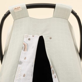 Resim Puset Örtüsü - Çift Taraflı - Açık Yeşil Muslin - Yeşil Gökkuşağı 