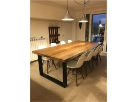 Resim Timber's Team Yuna Ahşap Kütük Yemek Masası / Toplantı Masası / Çalışma Masası U Ayak 