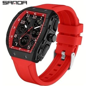 Resim Oldfriend Sanda Erkek Spor Saati Kırmızı Kronograf Ve Alarmlı Çift Ekran Silikon Kayış Diğer 