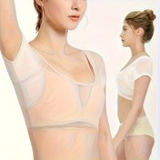 Resim Kadınlar İçin Nefes Alabilir Mesh Spor Yeleği - Kol Koruma Pedli, Hızlı Kuruyan Ter Emici Kolsuz Üst, Açık Bej Renk, Seyahat, Spor Salonu ve Dış Mekan Aktiviteleri için Elde Yıkanabilir Aktif Giyim 