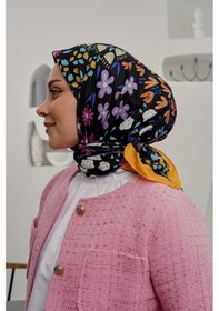 Resim Afvente Çiçek Desen Soft Pamuk Eşarp Sarı 