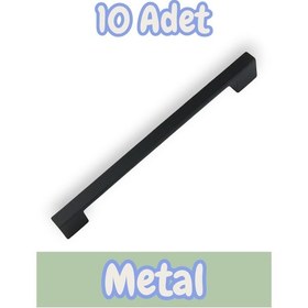 Resim Köprü Alüminyum Metal Lüks Modern Mobilya Çekmece Mutfak Dolabı Kulpu Siyah 160mm 10 Adet Siyah 