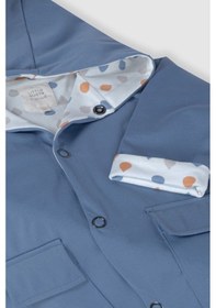 Resim Kapüşonlu Organik Pamuklu Bebek Yağmurluğu Faded Mavi 