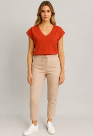 Resim Kadın Alian Beli Lastikli %100 Keten Beach Pantolon - Naturel - NATUREL / XS / 25 