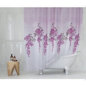 Resim Lila Banyo Perdesi - 180x200 Cm Duş Perdesi Polyester Kumaş Su Geçirmez Banyo Perdeleri, Tek Kanat Banyo Duş Perdesi Siyah 