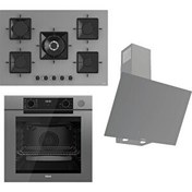 Resim Ferre Steamart - Fryart - Silentart Serisi Gri Set (SS038 + QEP64CPR +D079-SA) Döküm Izgara - 75 cm Ocak 