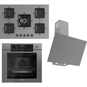 Resim Ferre Steamart - Fryart - Silentart Serisi Gri Set (SS038 + QEP64CPR +D079-SA) Döküm Izgara - 75 cm Ocak 
