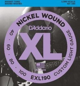 Resim D'Addario EXL190 XL Nickel Serisi Bas Gitar Tel Seti (Custom Light - 40-100 - Long Scale) 