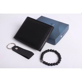 Resim Kişiye Özel Erkek Cüzdan - Anahtarlık Ve Bileklik Hediye Siyah 
