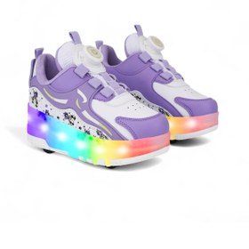 Resim ROCKY SPORT Nils Kız Çocuk Patenli, Işıklı Rahat Mor Spor Ayakkabı&Sneaker | 4 Teker Kaykay Ayakkabı 