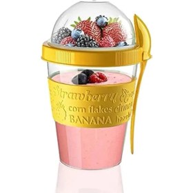 Resim Mcreative Go Kapaklı Kaşıklı Yoğurt ve Diyet Kabı 600 ml (Sarı) 