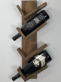 Resim Doğal Ahşap Vintage Şaraplık, Şarap Rafı, 4'lü Retro Ahşap Şaraplık, Meşe 
