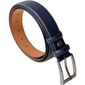 Resim Süzer Deri 3.5 Cm. Klasik Hakiki Deri Dikişli Model Düz Renk Erkek Kemer Lacivert Lacivert 