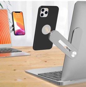 Resim Laptop & Monitör Arkası Telefon Tutucu: Manyetik Bağlantı, Alüminyum Yapı, Dönebilir Telefon Standı 