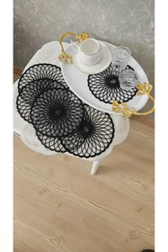 Resim ZESA HOME 6 lı Kahve Yanı Şık Sunum Pçetesi Güpür Tül Peçeteler 