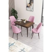 Resim Canisa Concept Nil Serisi 70 x 110 cm Sabit Barok Ahşap Desen Mutfak Masa Takımı+4 Adet Sandalye 