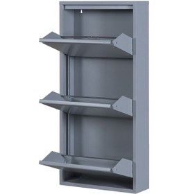 Resim Kaser 3Lü Gri Metal Ayakkabılık Gri 