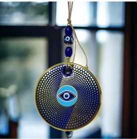 Resim Yaldızlı Nazar Boncuklu Duvar Süsü Gözlü Duvar Dekoru 