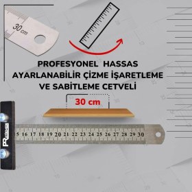 Resim Pratikmen Hassas Ayarlanabilir Çizme, Işaretleme ve Sabitleme Cetveli 30 cm 