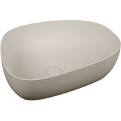 Resim VitrA 5991B420-0016 Vitra Outline Asimetrik Çanak Lavabo, 56 cm, Mat Bej 