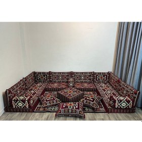 Resim Coton Şark Köşesi Anadolu Desenli Minder Takımı Bordo 19 Parça 