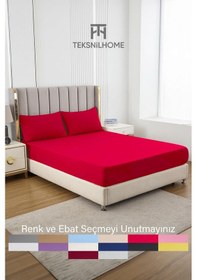 Resim Ranforce Kırmızı Pamuklu Tek / Çift Kişilik Battal Tam Kenar Lastikli Çarşaf 14 Renk Fıtted Kırmızı 