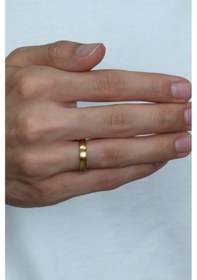 Resim 4Mm Ince Mat Sarı Çelik Alyans Yüzük Cl25 