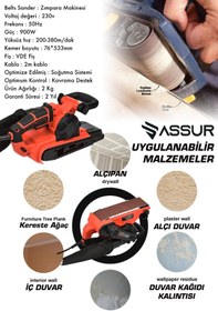 Resim Assur 900W Elektrikli Vakumlu Tozsuz Cila Özellikli Tank Zımpara Makinesi 