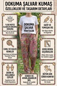 Resim Azıcık Akıllı Kadın Kırmızı Yaprak Sonbahar Model Rahat Dökümlü Bol Paça Dokuma Şalvar 25KSLVH504 