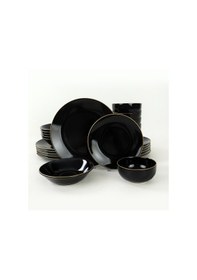 Resim Keramika Siyah Gold Çizgili Yemek Takımı 24 Parça 6 Kişilik 