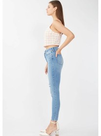 Resim Kadın Mavi Süper Skinny Fit Jean Pantolon 001 