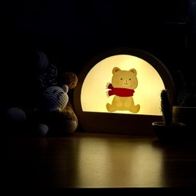 Resim HippoDeco Kişiselleştirilebilir - Hayvan Figürlü Ahşap LED Gece Lambası - Çocuk Odası Masa Lambası 