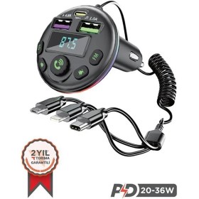 Resim Torima G14 36W Pd Şarj Özellikli Dijital Göstergeli Bluetooth Fm Transmitter 