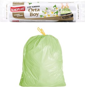 Resim Koroplast Yasemin Kokulu Orta Boy Büzgülü Çöp Poşeti 15'li 55x57 cm, Kolay Bağlanır Kokulu Büzgülü Orta Boy Çöp Torbası, Sızdırmaz, Yırtılmaz, Geri Dönüştürülebilir Atık Torbası, Güçlü Çöp Poşeti 